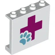 Panel 1 x 4 x 3 with Pink '+' and Blue Paw Print