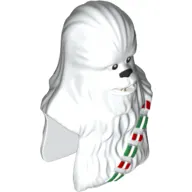 Minifig Head Special, Wookiee with Black Eyes and Nose and Red and Green Strap Print (Chewbacca)