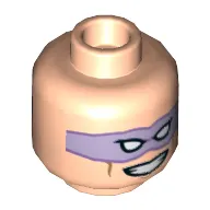Minifig Head Riddler, Dual Sided, Lavender Eyemask, Vicious Smile / Open Mouth Snarl Print [Hollow Stud]