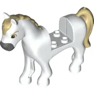 Animal, Horse with 2 x 2 Cutout Tan Mane and Tail, Dark Bluish Grey Nose