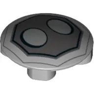 Plate Round 2 x 2 with Rounded Bottom with Black Octangle, DBG field, White Eyes print