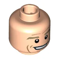 Minifig Head Thomas Müller, Dark Tan Eyebrows, White Pupils, Chin Dimple, Cheek Lines, Open Smile Print [Hollow Stud]