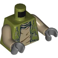 Torso Vest, Tattered with Dirty Shirt Print (Unkar's Brute), Dark Tan Arms, Dark Bluish Gray Hands