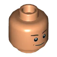 Minifig Head Zander, Brown Eyebrows, Chin Dimple, Smile Print [Hollow Stud]