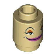 Brick Round 1 x 1 Open Stud with Face with Pink Lips Print (Fifi)