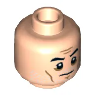 Minifig Head Commander Gregor, Beard White Stubble, Black Eyebrows, Cheek Lines Print [Hollow Stud]