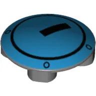 Plate Round 2 x 2 with Rounded Bottom with Dark Azure Background and Black Circle and Rectangle Print