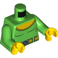 Torso Muscles with Large Yellow Rounded Collar, Belt Print, Bright Green Arms, Yellow Hands