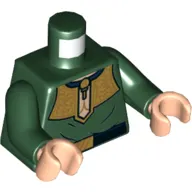 Torso Tunic with Gold Collar, Black Belt with Gold Buckle Print, Dark Green Arms, Light Nougat Hands