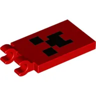 Tile Special 2 x 3 with 2 Clips with Minecraft Face Print[Thick Open O Clips]
