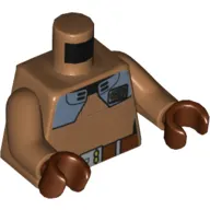 Torso Jacket, Dark Bluish Gray Shoulder Plates, Reddish Brown Belt Print, Medium Nougat Arms, Reddish Brown Hands