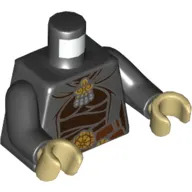 Torso Robe with Belt with Gold Buckle and Cape Print, Black Arms, Tan Hands