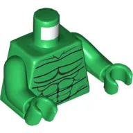 Torso Muscles with Reptile Stomach Print, Green Arms and Hands