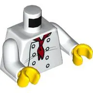 Torso Chef Jacket with 8 Buttons, Long Red Neckerchief / '2013 The LEGO Store Des Peres, MO' on Back Print, White Arms, Yellow Hands