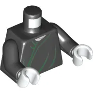 Torso Robe with Green Seam and Fold Lines print, Black Arms, White Hands