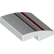Brick Curved 2 x 2 x 2/3 with Red, Light Bluish Gray and Black Stripes Print