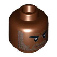 Minifig Head Karl Mordo, Dual Sided, Beard Stubble, Eyebrows, Neutral / Angry Print [Hollow Stud]