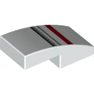 Brick Curved 2 x 1 No Studs [1/2 Bow] with Ecto 1 Stripes Print