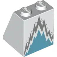 Brick Sloped 65° 2 x 2 x 2 with Bottom Tube with Dark Azure and Silver Ice Queen Skirt Print