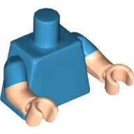 Torso, Dual Molded Arms with Dark Azure Sleeves Pattern, Light Nougat Arms and Hands