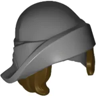 Hair and Hat, Soft Folded Brim Hat over Dark Brown Bob Cut Hair Pattern