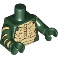 Torso Bare Chest with Bones and Spikes print, Dark Green Arms with Tan Stripes print, Dark Green Hands