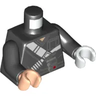 Torso, Odd Hands, Jacket with White Shoulder Strap Print, Black Arms, Left White Hand, Right Light Nougat Hand