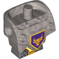Minifig Torso Modified, Armor with Pin Holes with Orange and Gold Circuitry Pattern #2 and Orange Bull Head on Dark Purple Pentagonal Shield Print