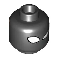 Minifig Head Magneto, Dual Sided, Light Nougat Face with White and Gray Eyebrows, and Frowning Mouth / Large White Almond Shape Eyes [Hollow Stud]