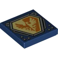 Tile 2 x 2 with Bright Light Yellow and Orange Falcon on Hexagonal Shield with Silver Border Print