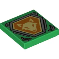 Tile 2 x 2 with Bright Light Yellow Fox Head on Orange Hexagonal Shield with Silver Border Print