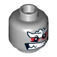 Minifig Head Doomsday, White Bushy Eyebrows, Red Eyes, Bared Sharp Teeth Print [Hollow Stud]