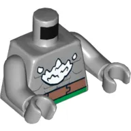 Torso Bare Chest with White Fur, Brown Belt Print (Doomsday), Light Bluish Gray Arms and Hands