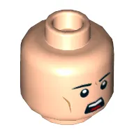 Minifig Head GCPD Officer, Eyebrows, Chin Dimple, Open Mouth Scowl Print
