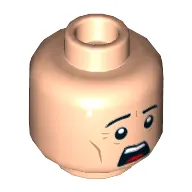 Minifig Head Henchman / Guard, Eyebrows, Chin Dimple, Open Mouth Surprised / Scared Print [Hollow Stud]