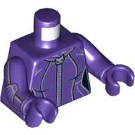 Torso Jacket with Zipper with Cat Head, 2 Thin Gray Stripes Print (Catwoman), Dark Purple Arms and Hands