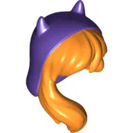 Hair and Hood Dark Purple with Pointed Ears and Long Wavy Hair Falling over Shoulder Print (Batgirl)