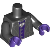 Torso Tuxedo Jacket, Dark Purple Bow Tie and Vest over White Shirt Print, Black Arms, Dark Purple Hands