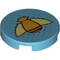 Tile Round 2 x 2 with Bottom Stud Holder and Bumblebee with Shiny Orange Body and Yellow Wings on Dotted Background Print