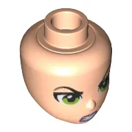 Minidoll Head with Angry Eyebrows, Lime Eyes, Teeth Print (Lena Luthor)