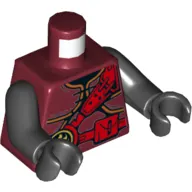 Torso Armor with Red Straps and Utility Belt with Fire Power Emblem Print, Black Arms and Hands
