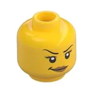 Minifig Head Joey / Chamille, Raised Eyebrow, Eyelashes, Peach Lips, Smirk Print