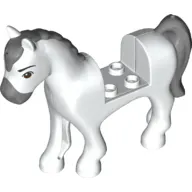Animal, Horse with 2 x 2 Cutout, Black Eyes, Light Bluish Grey Nose, Mane and Tail Print