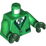 Torso Suit Jacket with Pockets, Tie, Shirt and Bright Green Question Marks Print, Green Arms with Bright Green Question Marks Print, Dark Green Hands