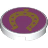 Tile Round 2 x 2 with Bottom Stud Holder and Horseshoe On Pink Background Print