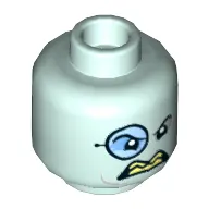 Minifig Head Penguin, Monocle, Gray Outer Eyes and Jaw Lines, Open Mouth with Sharp Light Yellow Teeth Print [Hollow Stud]
