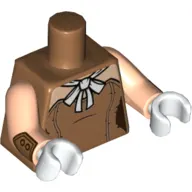 Torso Corset, Light Nougat Shoulders and White Bow / 3 Body Lines on Back Print, Light Nougat Arms with Button Cuffs Print, White Hands