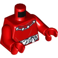 Torso Shirt with Round Collar, Necklace with 4 Beads and White Tied Belt with Calendar Numbers Print, Red Arms and Hands