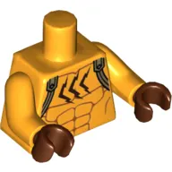 Torso Muscles Dark Tan Straps, Claw Marks Print, Bright Light Orange Arms, Reddish Brown Hands