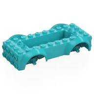 Vehicle Base 4 x 10 x 2 1/2 with Mudguards, Wheel Pins and 6 x 2 Centre Recess with 3 Holes, Medium Azure Wheel Holders